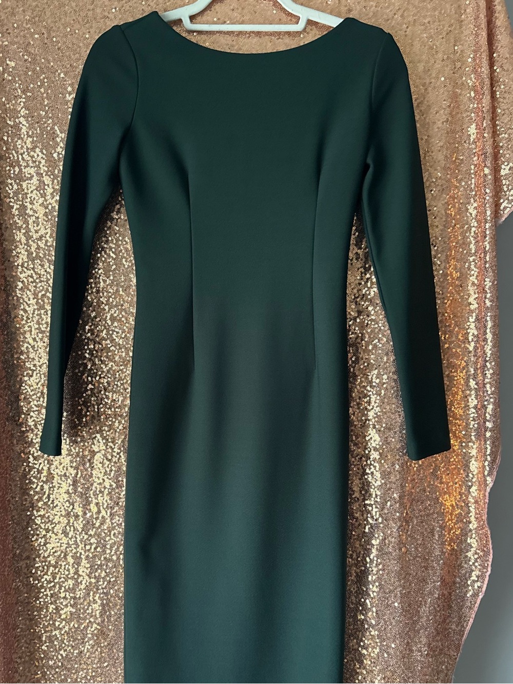 Classic Long-Sleeve Dark Green Sheath Dress Marciano
